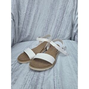 Simply Be Slip-On White Sandals Cork Sole Summer Comfort Shoes